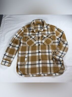 Member’s Mark Women’s S Plaid Shacket ROCK Graphic Oversized Flannel Jacket